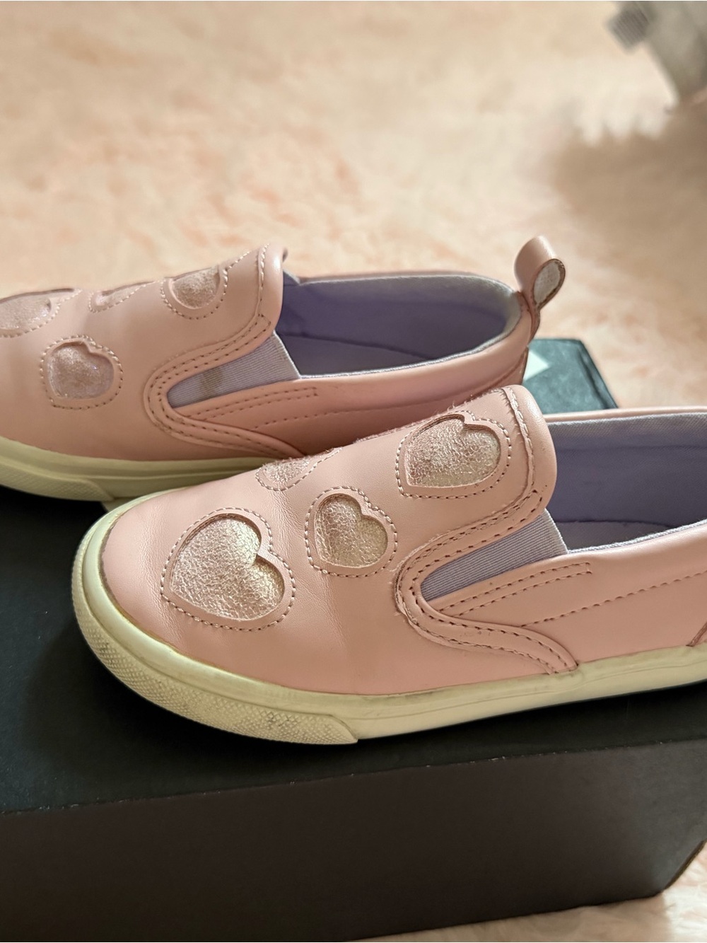 Old Navy Pink Slip-On Sneakers with Metallic Heart Details